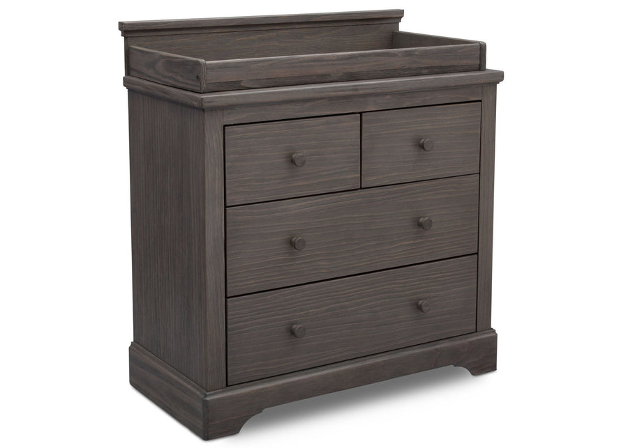 Simmons Kids Rustic Grey (084) Paloma 4 Drawer Dresser, Side View a1a 1-Paloma 4 Drawer Dresser with Changing Top