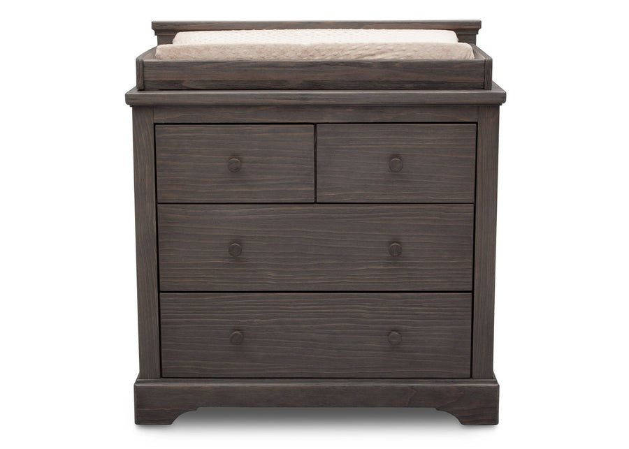 DCB: Simmons Kids Rustic Grey (084) Paloma 4 Drawer Dresser, Front View a3a 3-Paloma 4 Drawer Dresser with Changing Top