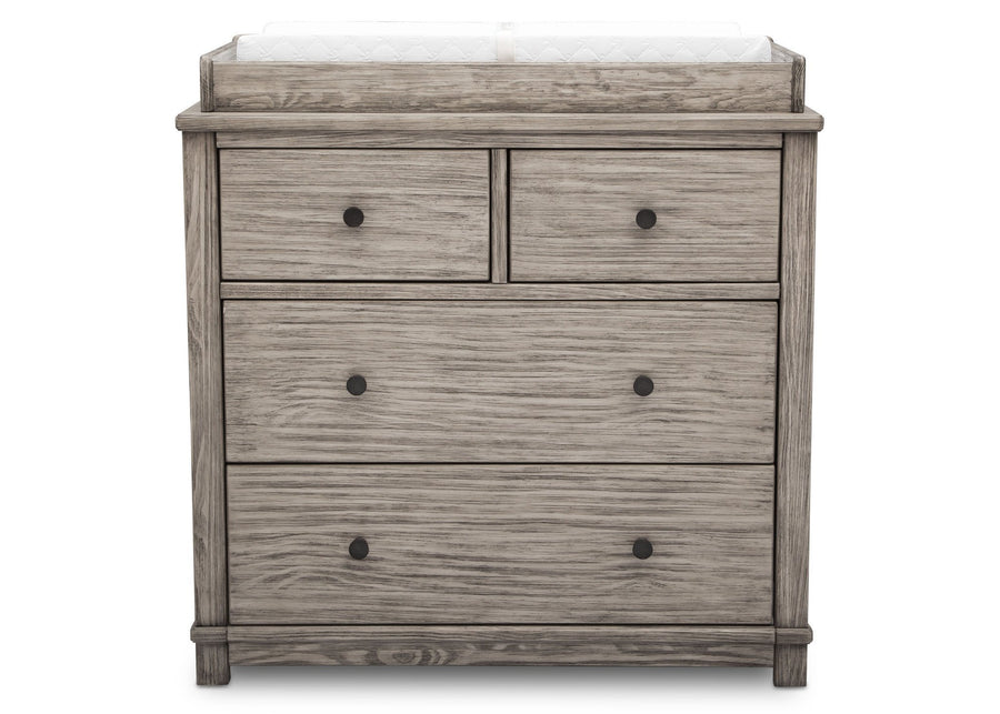 Simmons Kids, Rustic White (119), monterey 4 drawer dresser with changing top, straight view b2b 7-Monterey 4 Drawer Dresser with Changing Top