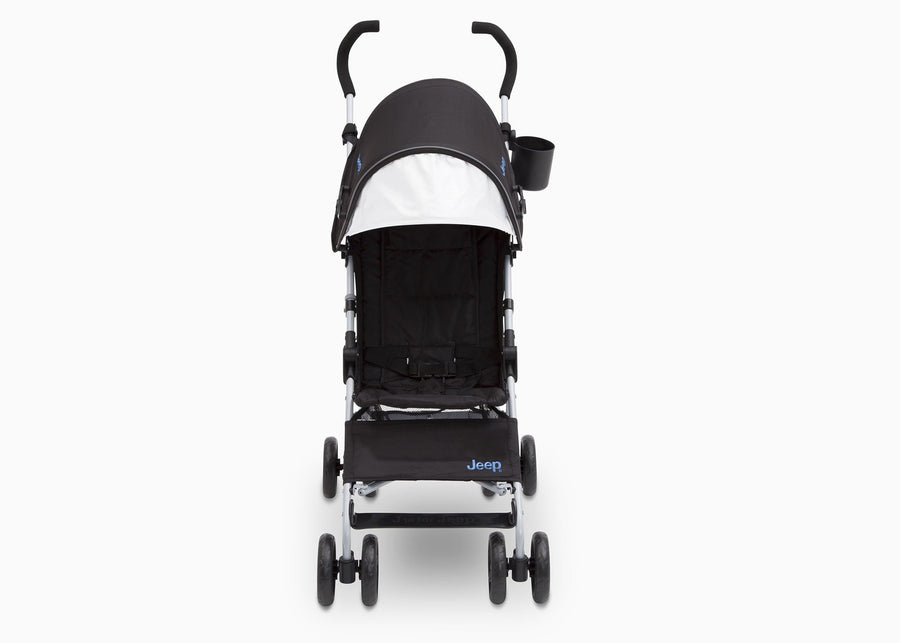 Jeep North Star Stroller by Delta Children, Black with Baby Blue (2279), with extendable European-style canopy with sun visor 25-Jeep® North Star Stroller