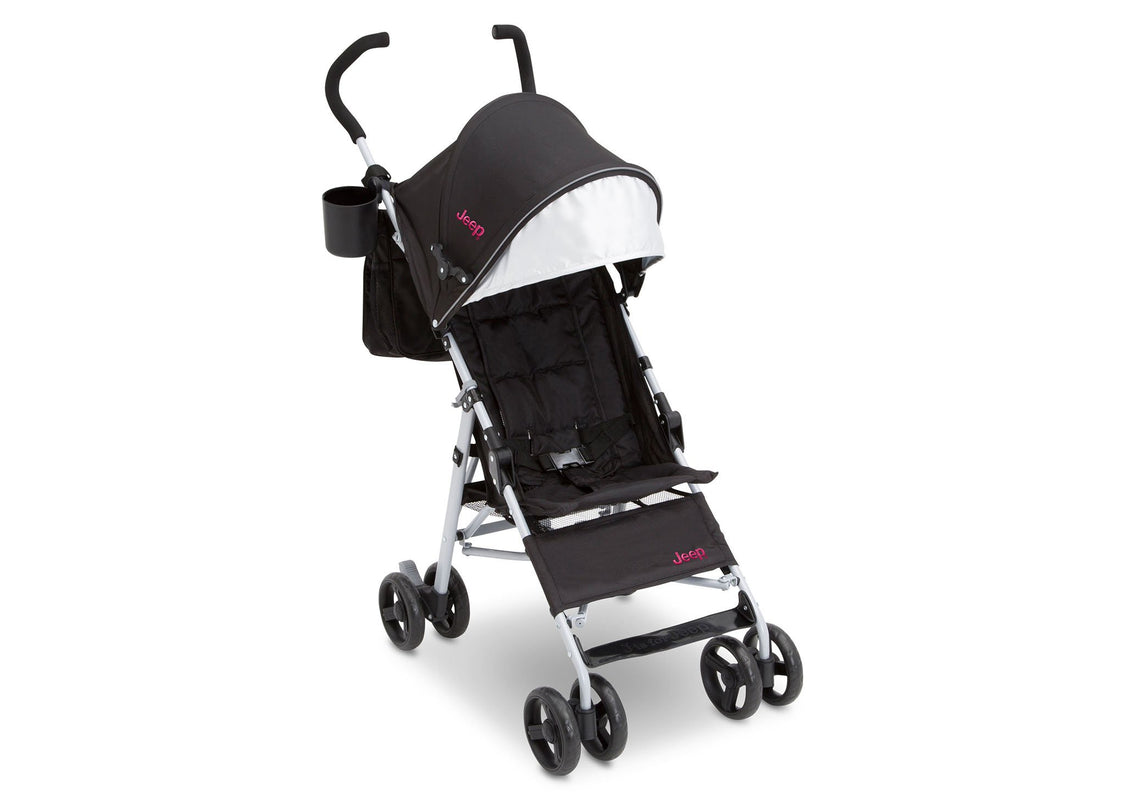 Jeep North Star Stroller by Delta Children, Black with Bright Burgundy (488), with padded seat