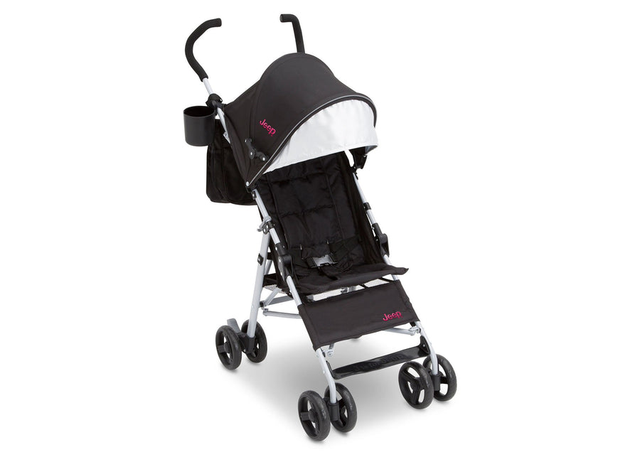 Jeep North Star Stroller by Delta Children, Black with Bright Burgundy (488), with padded seat 5-Jeep® North Star Stroller