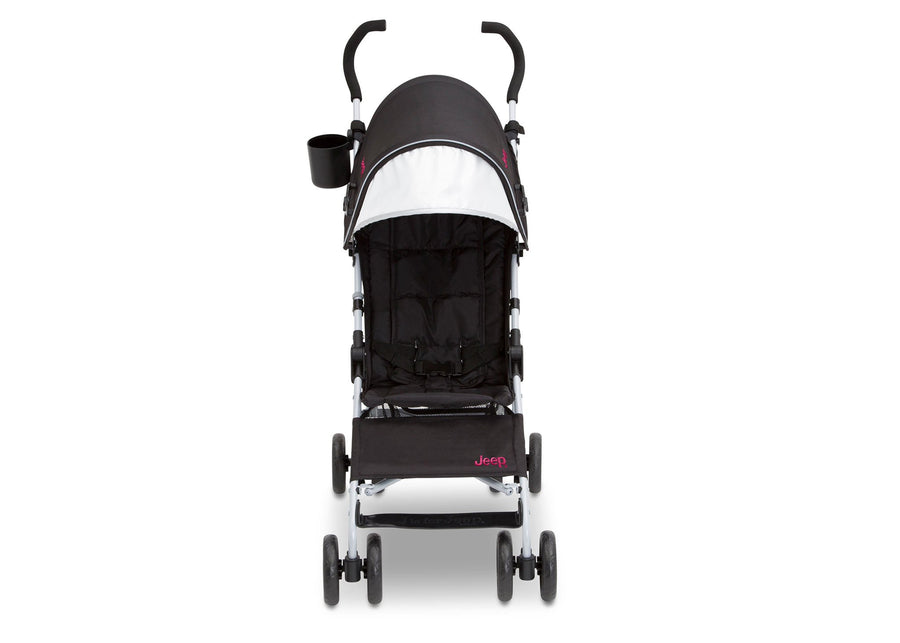 Jeep North Star Stroller by Delta Children, Black with Bright Burgundy (488), with extendable European-style canopy with sun visor 6-Jeep® North Star Stroller