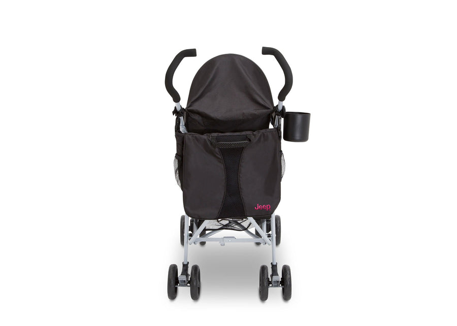 Jeep North Star Stroller by Delta Children, Black with Bright Burgundy (488), with Parent cup holder and easy-grip, extra-long foam handles 7-Jeep® North Star Stroller