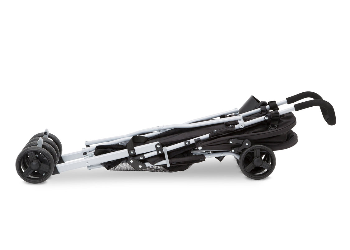 Jeep North Star Stroller by Delta Children, Black with Bright Burgundy (488), can be folded quickly and compactly