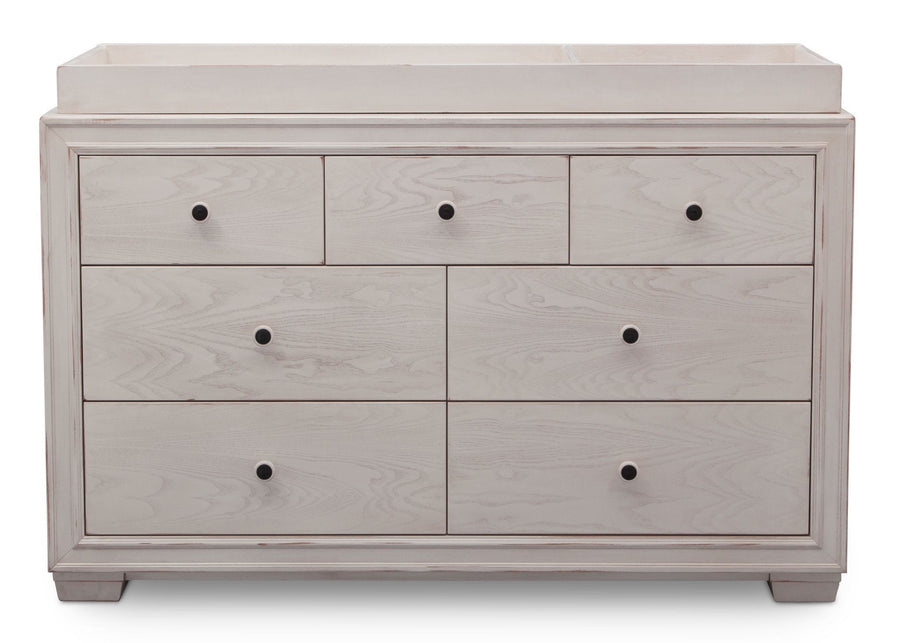 Simmons Kids Antique White (122) Ravello 7 Drawer Dresser, Front View, a2a 3-Ravello 7 Drawer Dresser