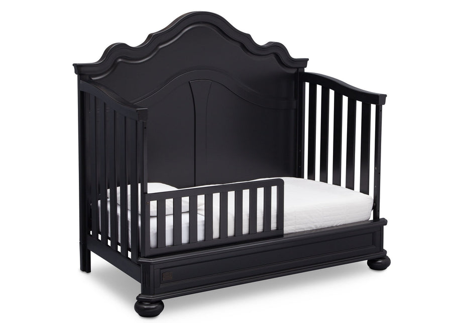 Simmons Kids Ebony (0011) Peyton Crib n' more toddler bed conversion side view b4b 9-Peyton Crib 'N' More