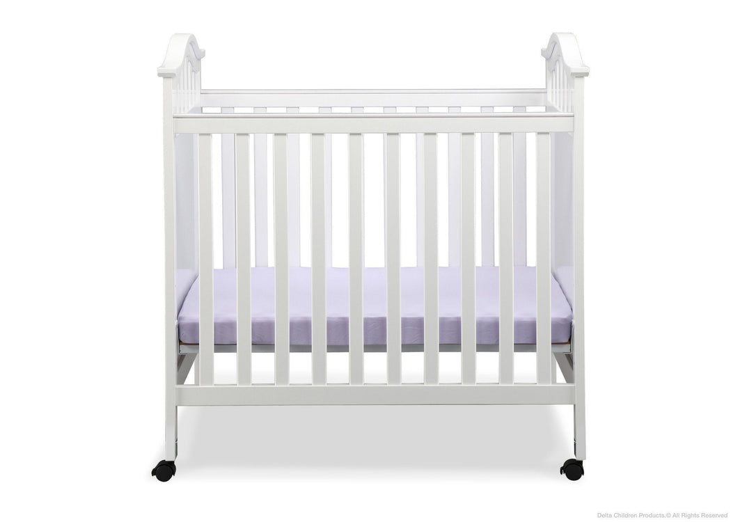 Delta Children White (100) Bella Cozy Portable Crib Front View a1a