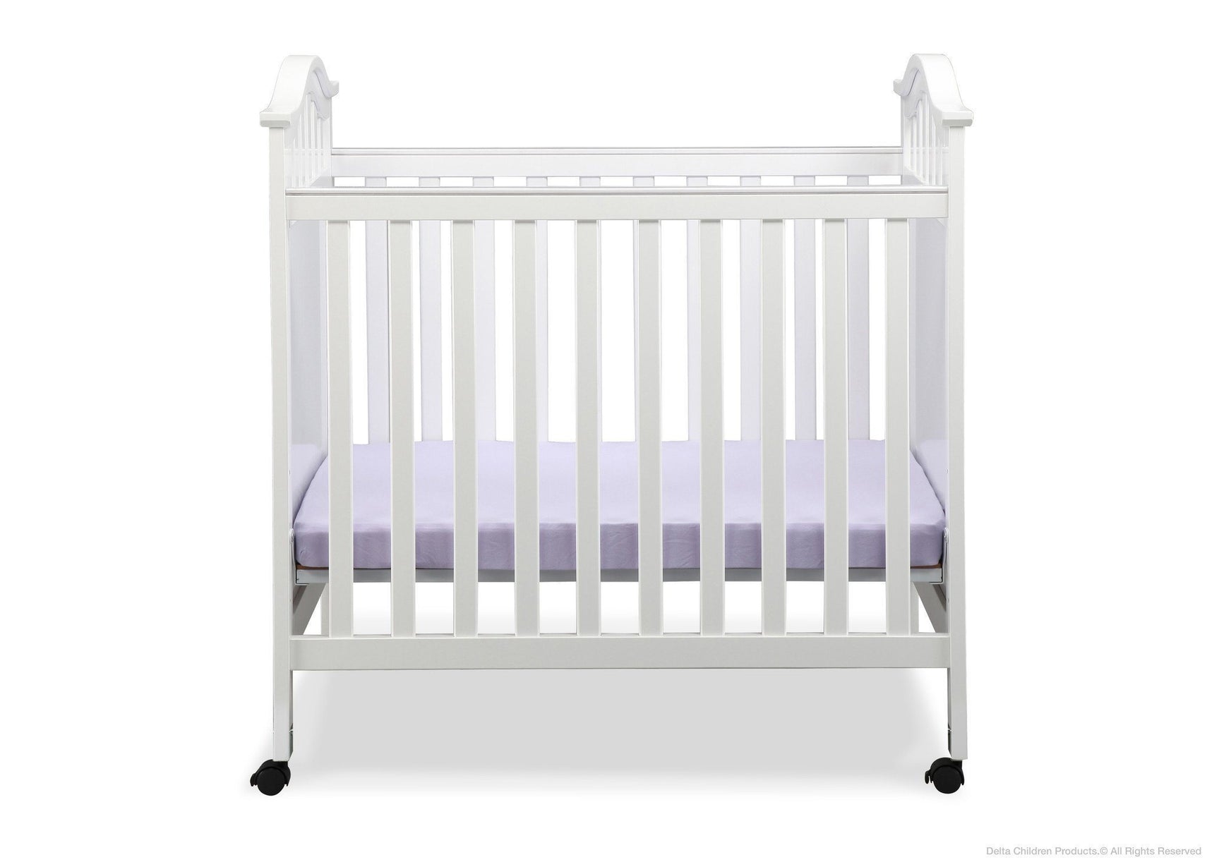 Delta Children White (100) Bella Cozy Portable Crib Front View a1a