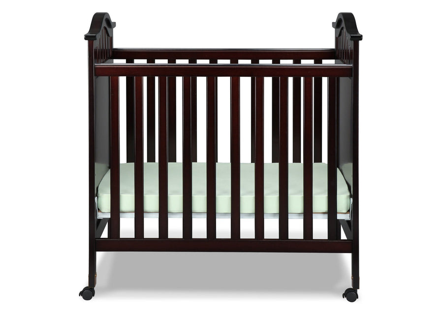 Delta Children Dark Chocolate (207) Bella Cozy Portable Crib Front View b1b 2-Bella Cozy Portable Crib