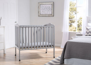 Delta Children Grey (180) Portable Folding Crib with Mattress 7-Portable Folding Crib with Mattress