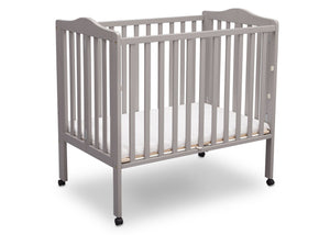 Delta Children Grey (180) Portable Folding Crib with Mattress, angled view b4b 3-Portable Folding Crib with Mattress