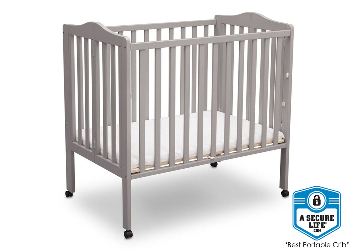 Delta Children Grey (180) Portable Folding Crib with Mattress, With Seal b6b