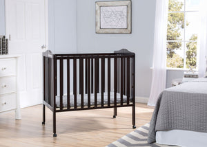 Delta Children Dark Espresso (958) Portable Folding Crib with Mattress 12-Portable Folding Crib with Mattress