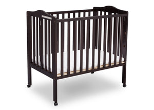 Delta Children Dark Espresso (958) Portable Folding Crib with Mattress, angled view c4c 9-Portable Folding Crib with Mattress