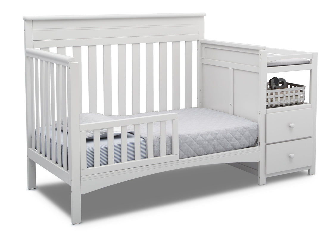 Delta Children Bianca White (130) Presley Convertible Crib N Changer (530260), Toddler Bed, b4b