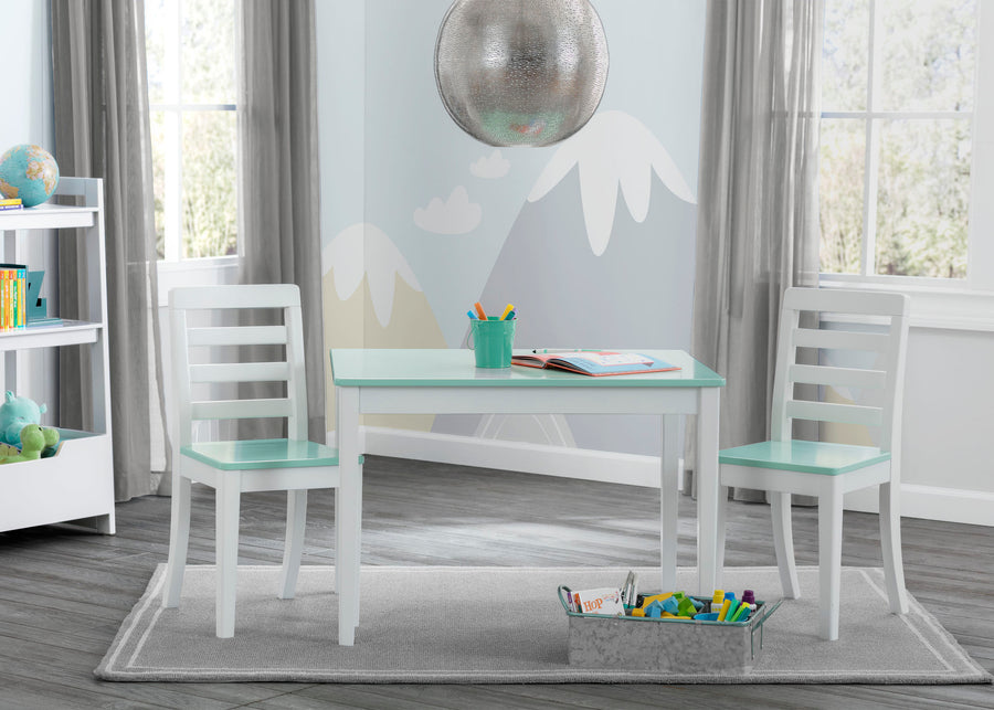 Bianca White with Aqua (134) 1-Gateway Table & 2 Chair Set