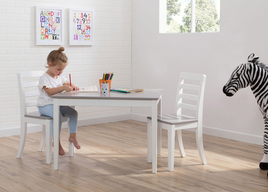 Bianca White with Grey (166) 10-Gateway Table & 2 Chair Set