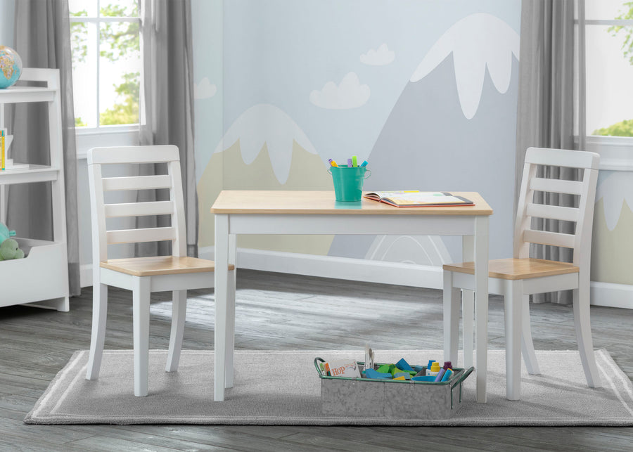 White and Natural (196) 7-Gateway Table & 2 Chair Set