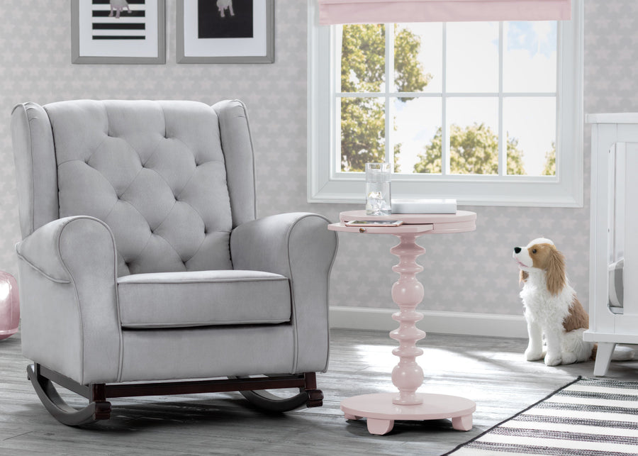 Delta Children Lotus Pink (936) Emery End/Side Table (531460), Nursery Shot, e1e 17-Jenny Lind Nightstand
