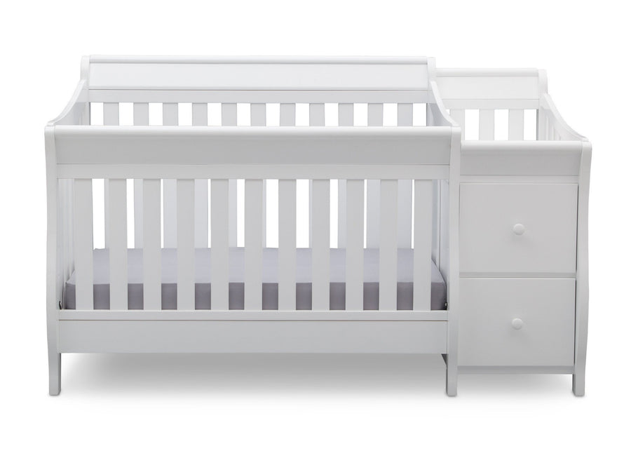 Delta Children White (100) Bridgeport Crib N' Changer, Front View a2a 2-Bridgeport Crib N Changer