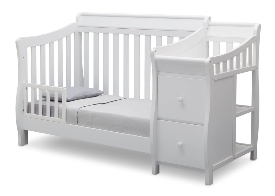 Delta Children White (100) Bridgeport Crib N' Changer, Toddler Bed Conversion a4a 3-Bridgeport Crib N Changer