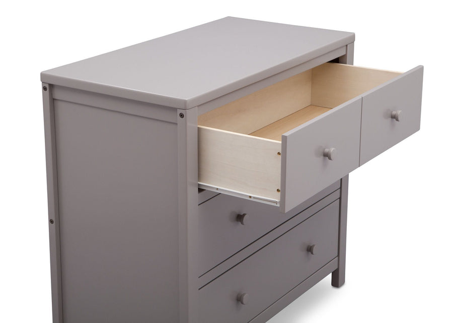 Delta Children Grey (026) 3 Drawer Dresser, detail view, a4a 10-3 Drawer Dresser