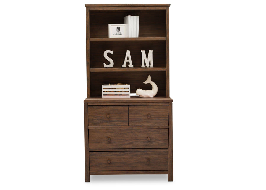 Delta Children Rustic Oak (229) Cambridge Bookcase/Hutch, front view, c3c 2-Cambridge Bookcase/Hutch
