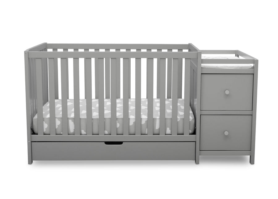 Delta Children Grey (026) Luna Convertible Crib N Changer with Under Drawer (536160), Silo Front, a2a 4-Luna Convertible Crib N Changer with Under Drawer
