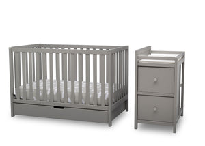 Delta Children Grey (026) Luna Convertible Crib N Changer with Under Drawer (536160), Silo Detached, a3a 5-Luna Convertible Crib N Changer with Under Drawer