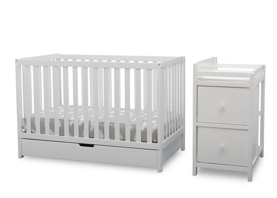 Delta Children Bianca White (130) Luna Convertible Crib N Changer with Under Drawer (536160), Silo Detached, b2b 13-Luna Convertible Crib N Changer with Under Drawer