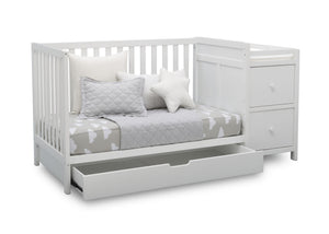Delta Children Bianca White (130) Luna Convertible Crib N Changer with Under Drawer (536160), Silo Daybed, b3b 11-Luna Convertible Crib N Changer with Under Drawer