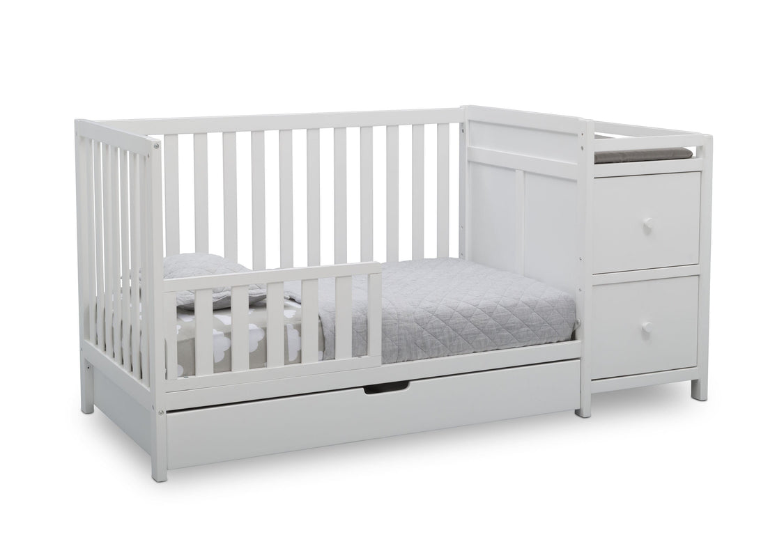 Delta Children Bianca White (130) Luna Convertible Crib N Changer with Under Drawer (536160)