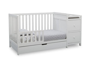 Delta Children Bianca White (130) Luna Convertible Crib N Changer with Under Drawer (536160) 12-Luna Convertible Crib N Changer with Under Drawer