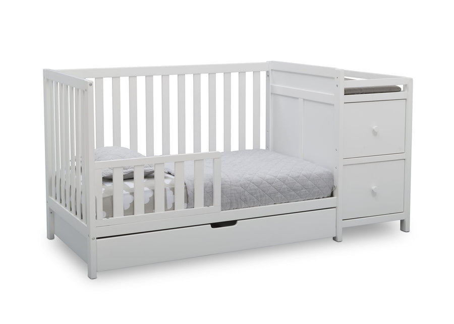 Delta Children Bianca White (130) Luna Convertible Crib N Changer with Under Drawer (536160) 15-Luna Convertible Crib N Changer with Under Drawer