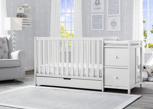 Luna Convertible Crib N Changer with Under Drawer Bianca White (130) 1-Luna Convertible Crib N Changer with Under Drawer