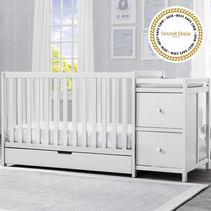 Luna Convertible Crib N Changer with Under Drawer Bianca White 130 25-Luna Convertible Crib N Changer with Under Drawer