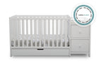 Delta Children Bianca White 130 Luna Convertible Crib N Changer with Under Drawer (536160), Silo Crib, b2b with badge 10-Luna Convertible Crib N Changer with Under Drawer
