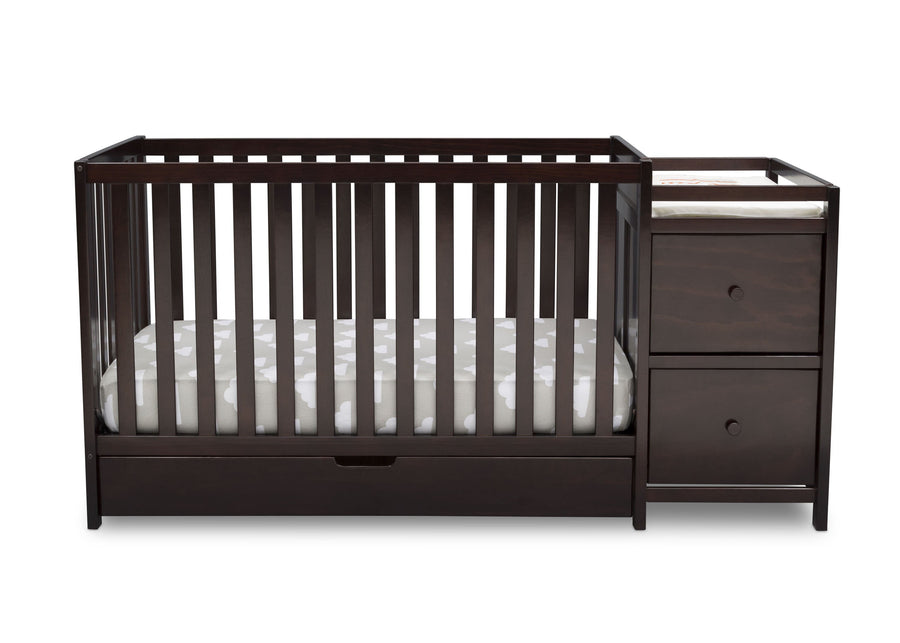 Delta Children Dark Chocolate (207) Luna Convertible Crib N with Under Drawer (536160), Silo Crib, c2c 19-Luna Convertible Crib N Changer with Under Drawer