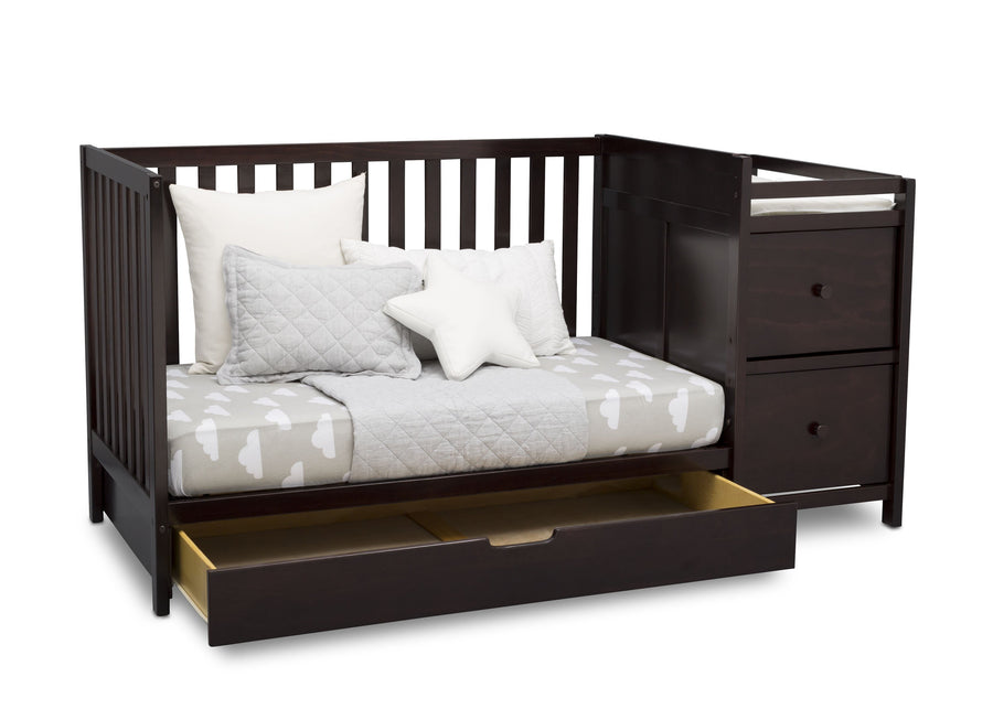 Delta Children Dark Chocolate (207) Luna Convertible Crib N with Under Drawer (536160), Silo Daybed, c4c 22-Luna Convertible Crib N Changer with Under Drawer
