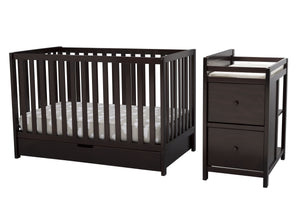 Delta Children Dark Chocolate (207) Luna Convertible Crib N with Under Drawer (536160), Silo Detached, c3c 16-Luna Convertible Crib N Changer with Under Drawer