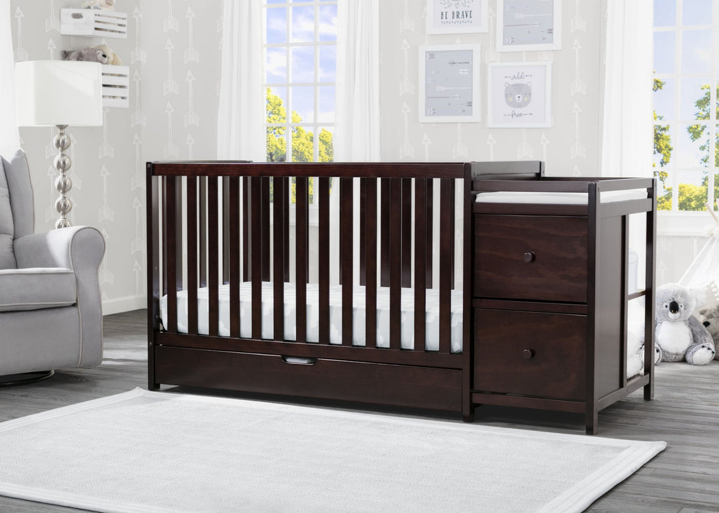 Luna Convertible Crib N Changer with Under Drawer Dark Chocolate (207)