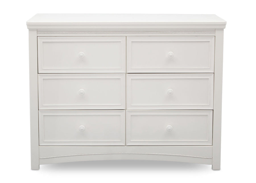 Delta Children White Ambiance (108) Lindsey 6 Drawer Dresser, Straight View a2a 3-Lindsey 6 Drawer Dresser