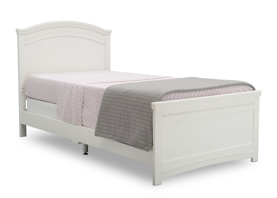Delta Children Bianca White (130) Lindsey Twin Bed, Angled View, b3b 7-Penelope Twin Bed