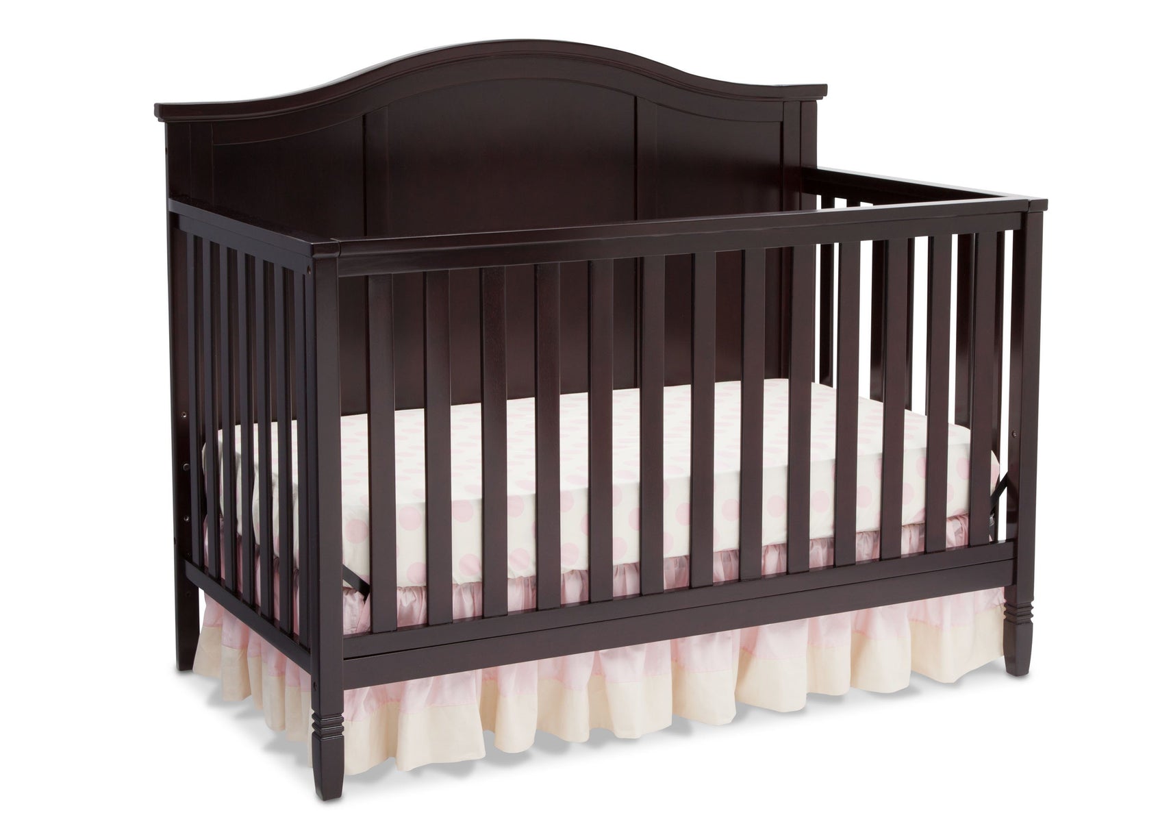 Delta Children Dark Chocolate (207) Maverick 4-in-1 Crib, angled view, a2a