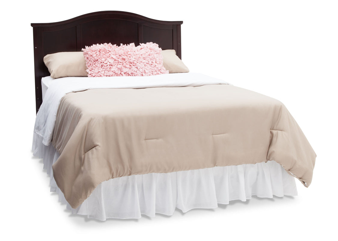 Delta Children Dark Chocolate (207) Maverick 4-in-1 Crib, angled conversion to full size bed, a6a