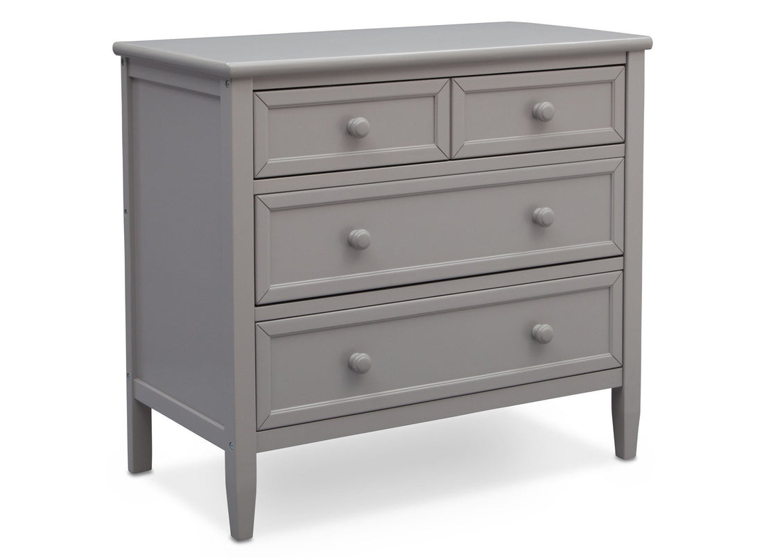 Delta Children Epic Signature 3 Drawer Dresser with Changing Top, Right View no Top Grey (026) a3a