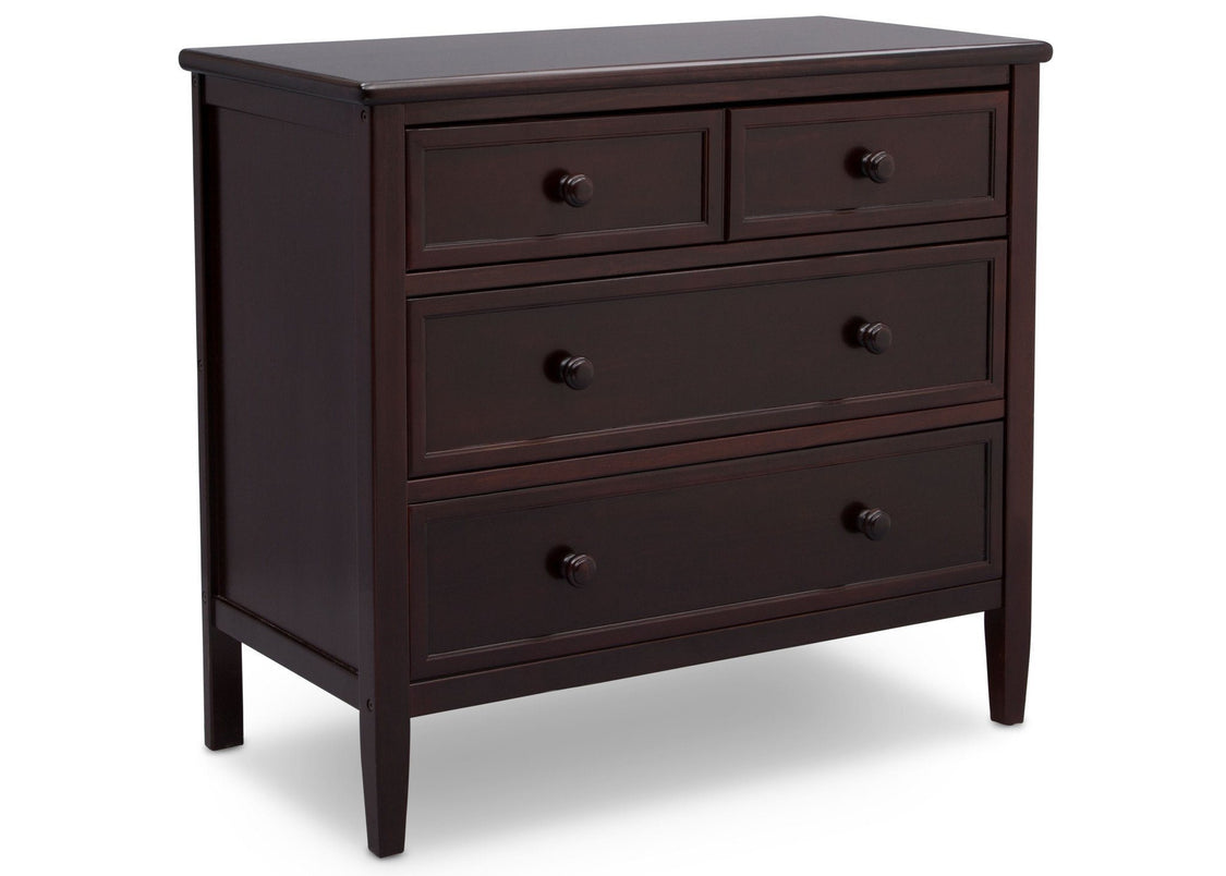 Delta Children Epic Signature 3 Drawer Dresser with Changing Top, Right View no Top Dark Chocolate (207) c3c