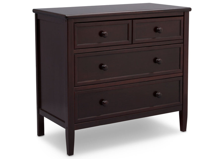 Delta Children Epic Signature 3 Drawer Dresser with Changing Top, Right View no Top Dark Chocolate (207) c3c 9-Epic Signature 3 Drawer Dresser with Changing Top