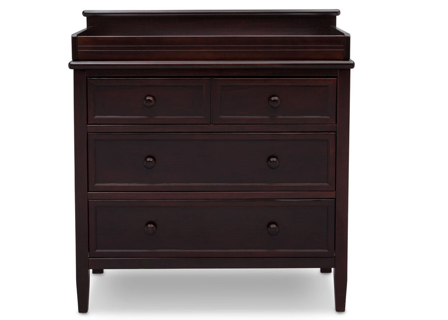 Delta Children Epic Signature 3 Drawer Dresser with Changing Top, Front View Dark Chocolate (207) c2c 8-Epic Signature 3 Drawer Dresser with Changing Top